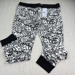 UGG Graffiti Black and White Lightweight Thermal Joggers “W Gail” Size M
